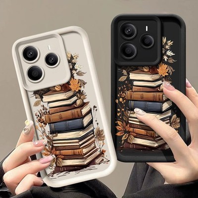Retro Book Pattern Silicone Case For Xiaomi Redmi Note 14 13 Pro 14T 13T Cover
