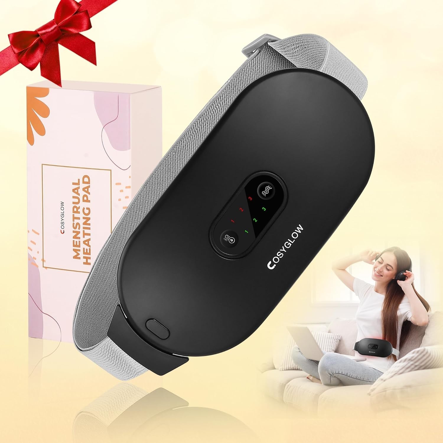 For Cramps, 6 Heat & Massage Modes, Fast Relief, Black