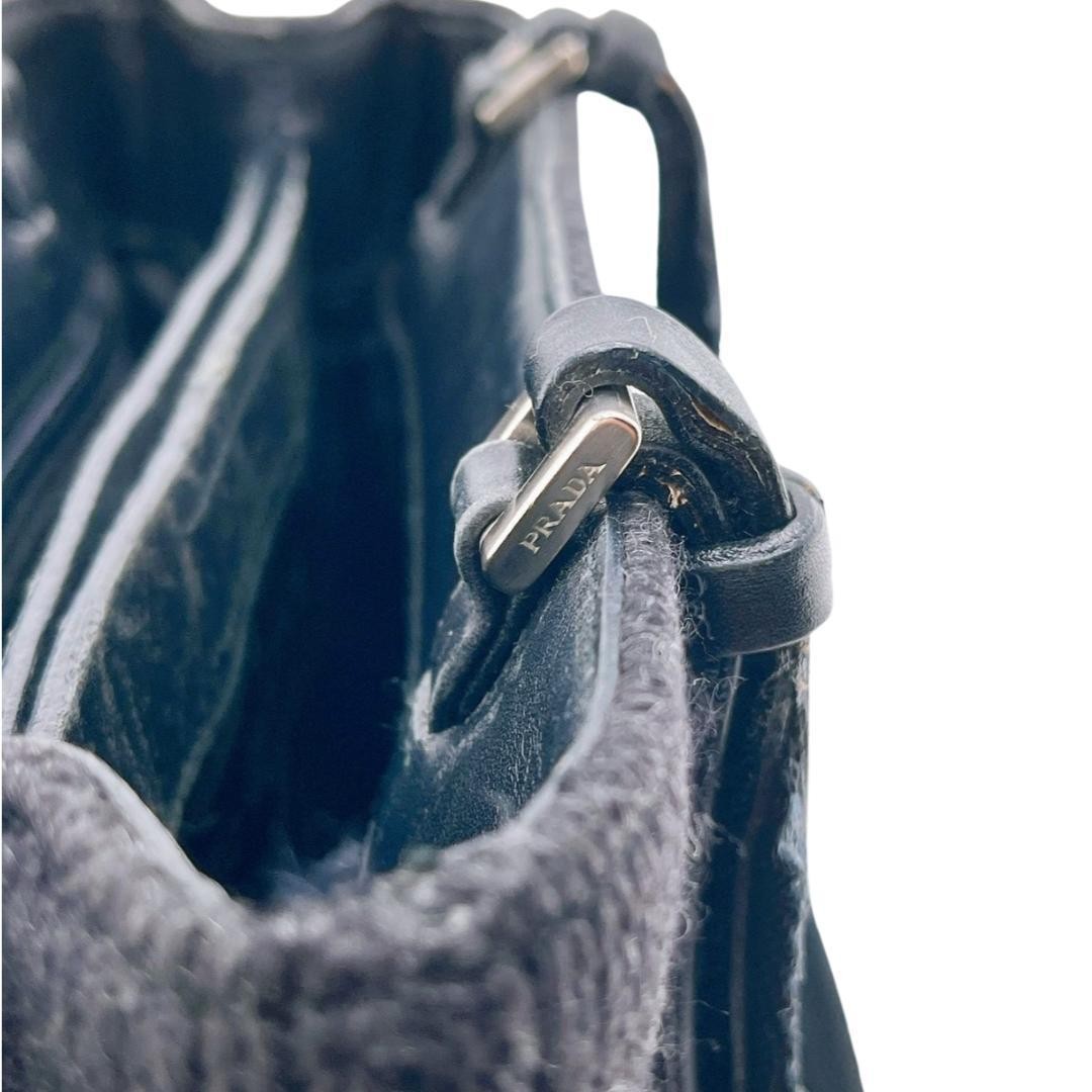 PRADA Wool Tote Bag Vintage Black Triangle Logo thumbnail 14