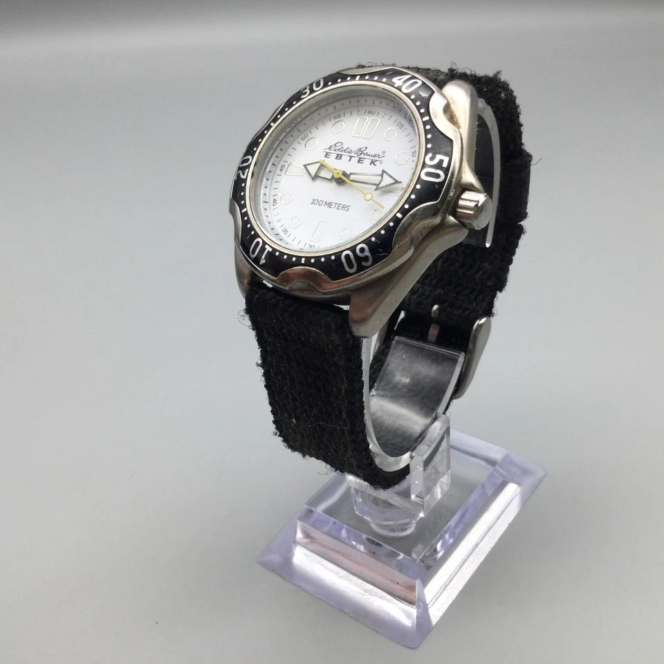 Reloj Eddie Bauer EBTEK para Hombre 37mm Esfera Blanca Correa de Nylon Negra Batería Nueva Foto 4 de 4