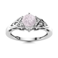 5MM Round Rose Quartz Solitaire Celtic Shank Women Ring 925 Sterling Silver