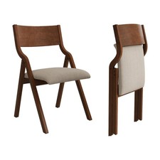 Ball  Cast Upholstered Folding Chairs Set of 2,with Padded Seat,Wooden Porta...