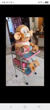 Vintage Jolly Bambino Eating Monkey Litho Tin Toy,Japan,great working condition
