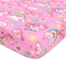 JISEN Baby Fitted Crib Sheet Pink Unicorn Standard Toddler Mattress Soft Breatha