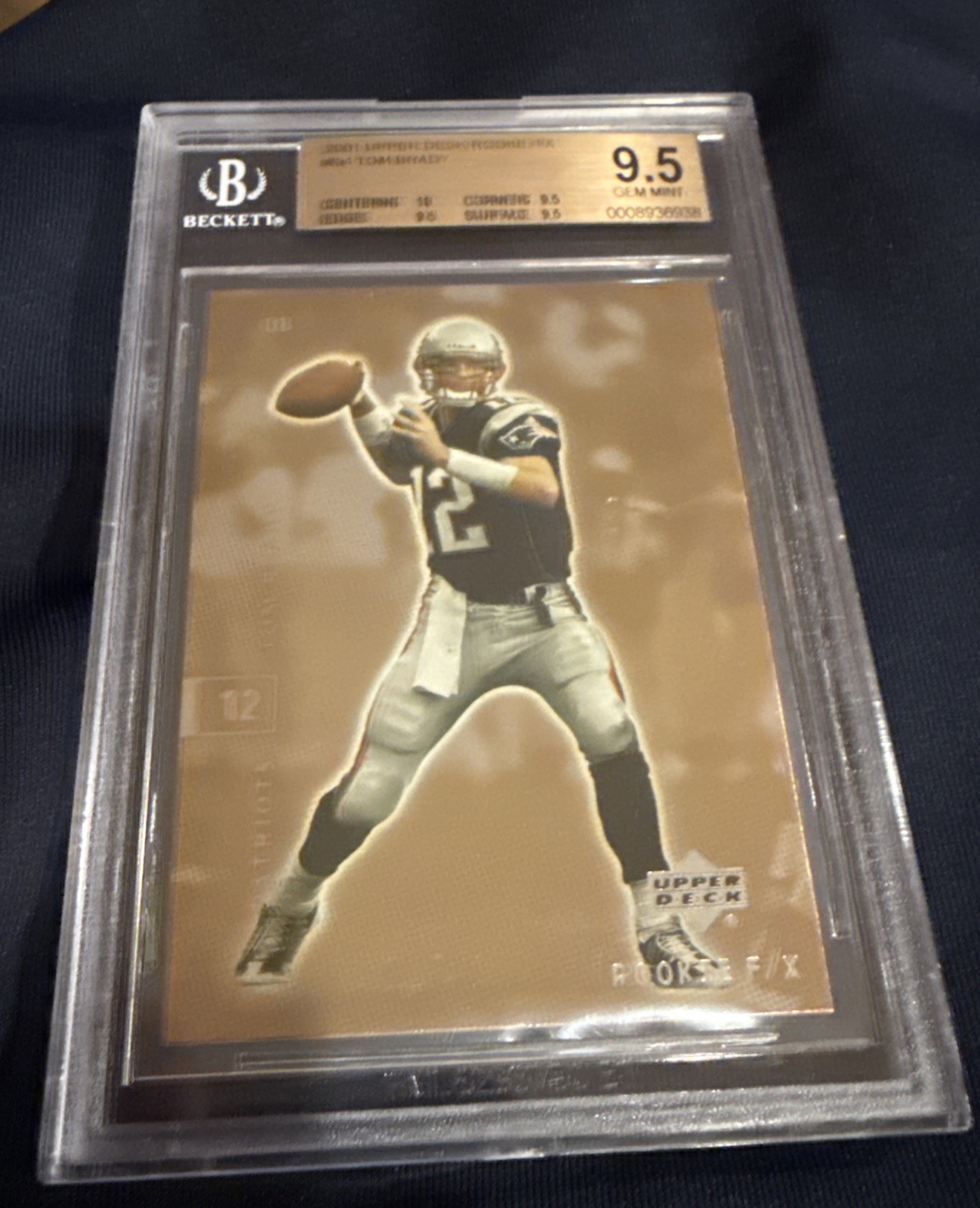 2001 Upper Deck Rookie F/X Tom Brady #54 Patriots BGS 9.5 W/ 10 GEM MINT
