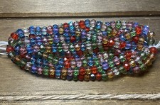 Faceted Czech Glass Multicolored/Copper lined Rondelle Beads 25pcs. 6x4mm
