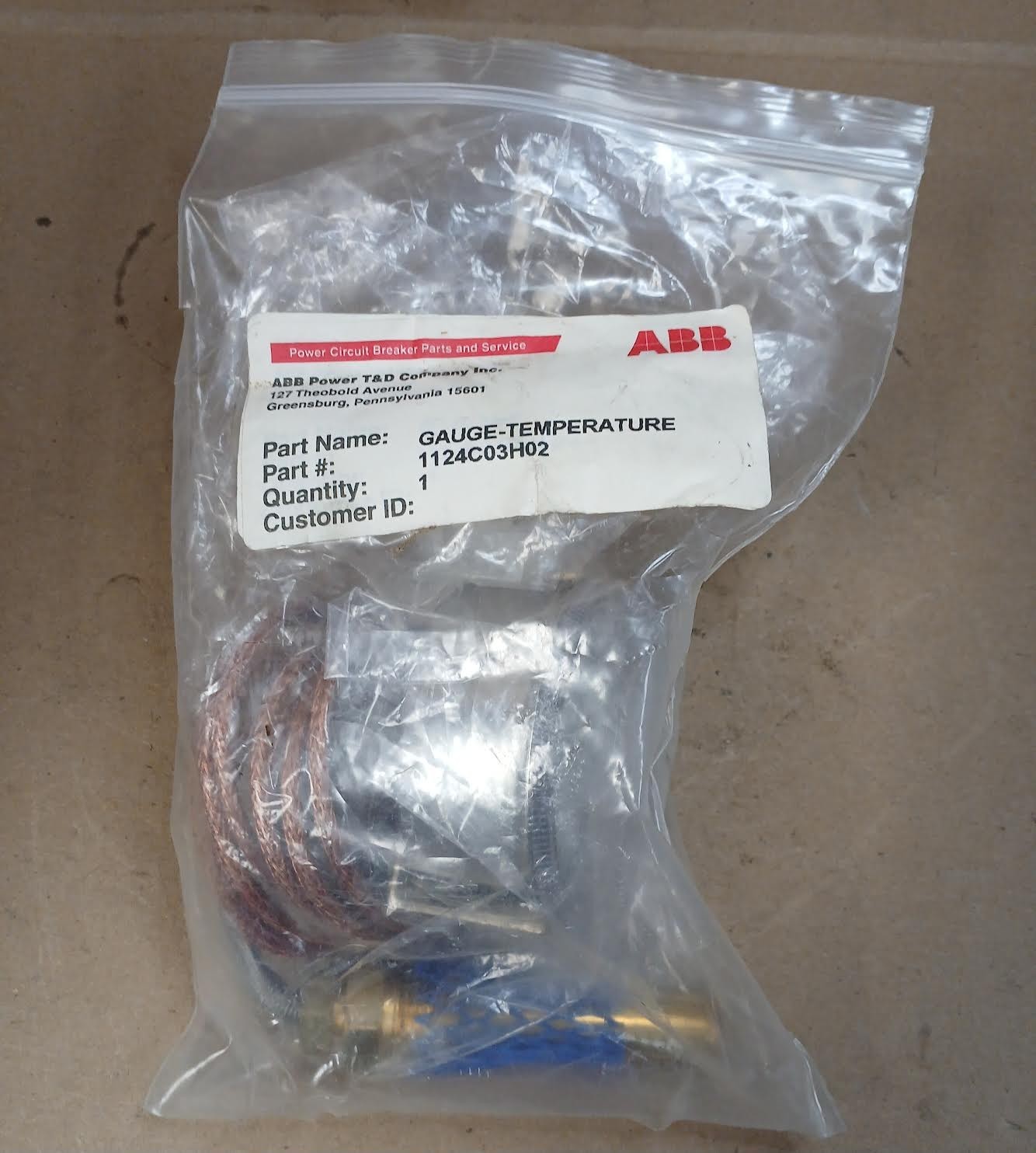 ABB 1124C03H02 Temperature Gauge -40/160°F