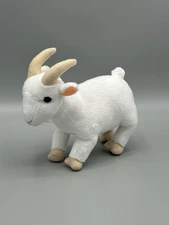 Standing Plush Goat Ram White Plush Posable Wired Legs 8” Stuffed Animal