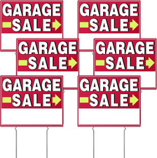 Garage Sale Signs, 17" x 13", 6 Pcs Double Side Garage Sale Sign with Stakes Lar