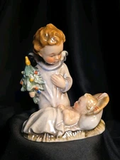 Goebel Hummel Sacrart Christmas Figure Angel Holding Christmas Tree/ Baby Jesus 