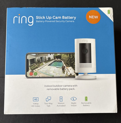Ring Stick Up Cam Outdoor Wireless Security Camera - White