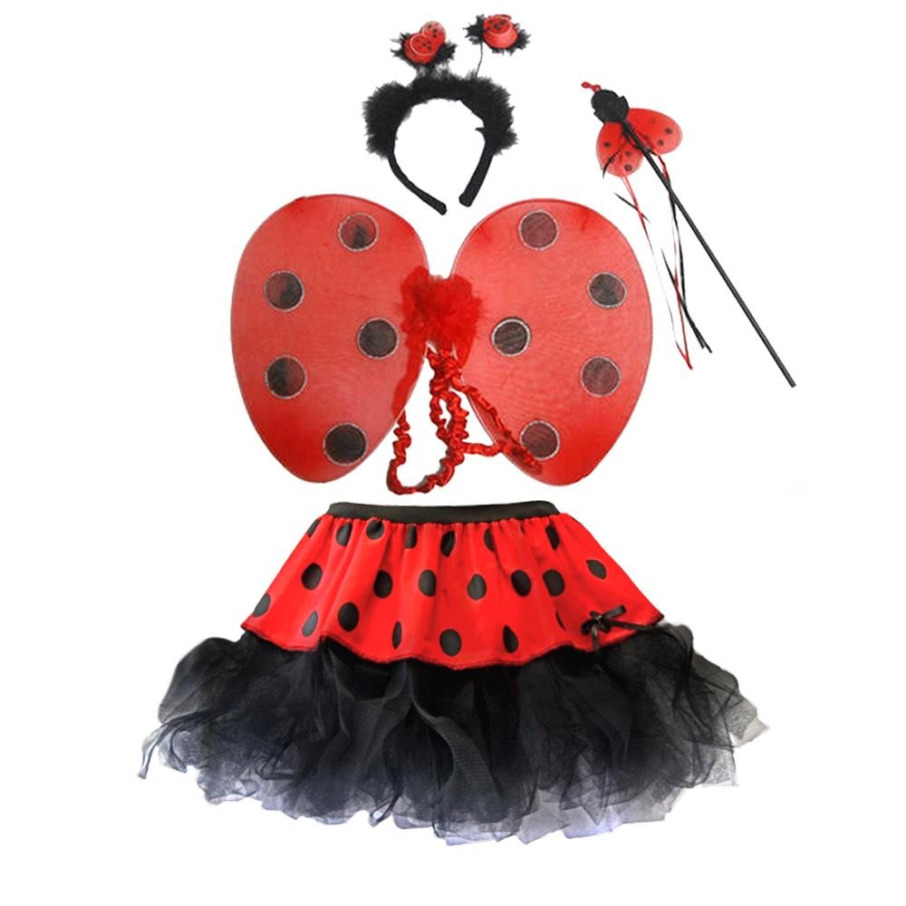 Adults 12"" (30cm) Length Ladybird Tutu Skirt & Wings World Book Day Fancy Dress