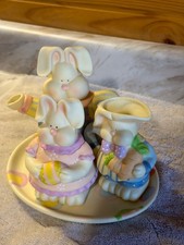 Vintage Easter tea set, multicolored, used but great condition. About 8in.