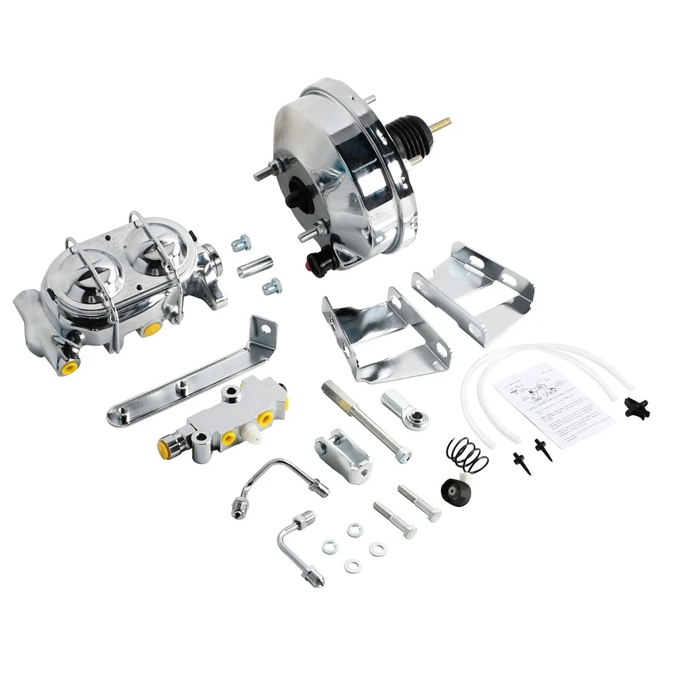 Kit de conversión de refuerzo de freno eléctrico cromado de 8" para Chevy Impala 1958-64 disco/tambor Foto 3 de 3