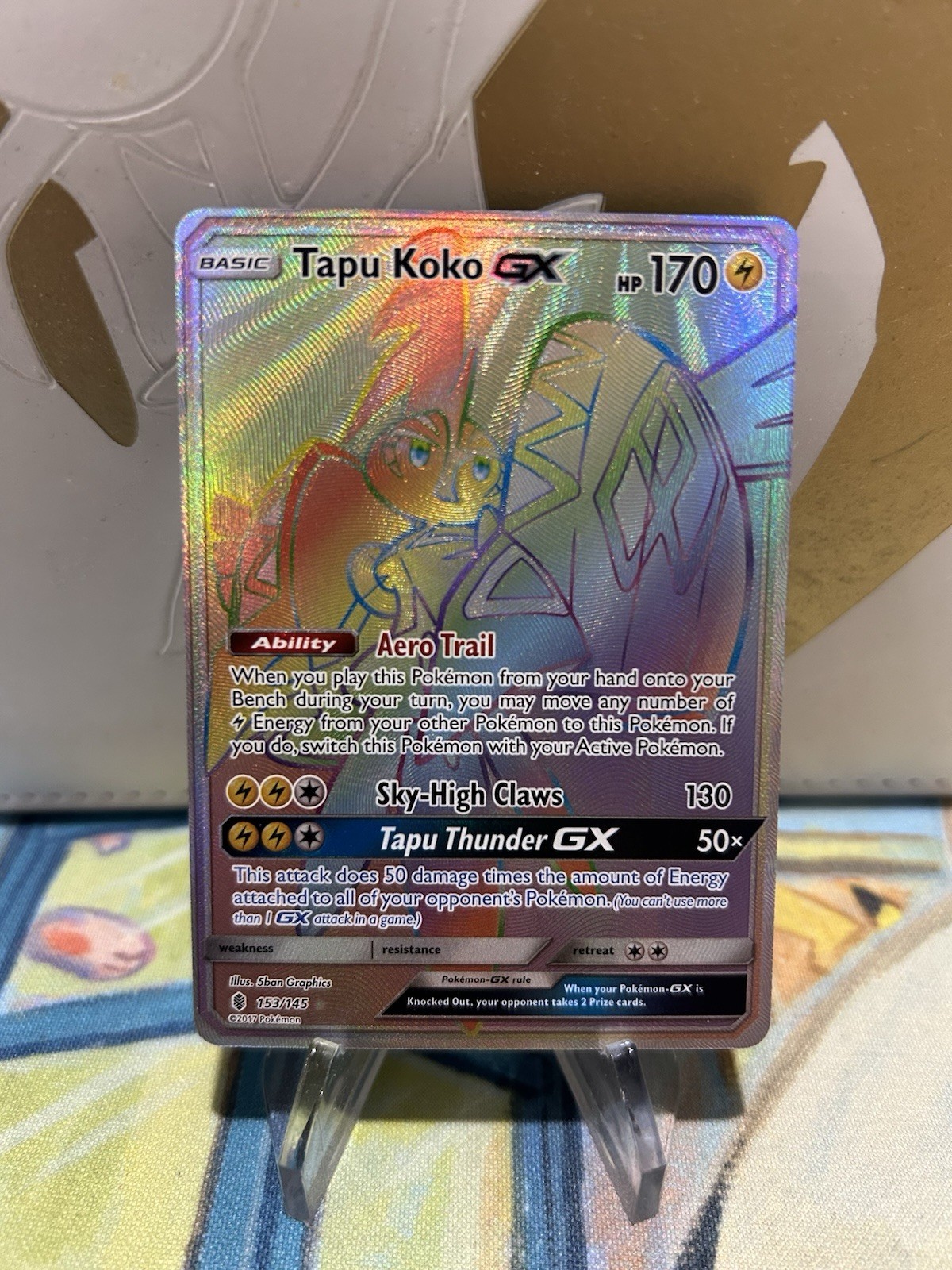 Tapu Koko GX - 153/145 - Pokemon Guardians Rising Sun & Moon Secret Rare Card NM