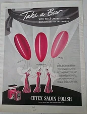 1940 Cutex Salon fingernail nail polish old rose cedarwood laurel  vintage ad