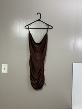 ELH Studios Womens Brown Sleeveless Ratchet Dress Size L C138