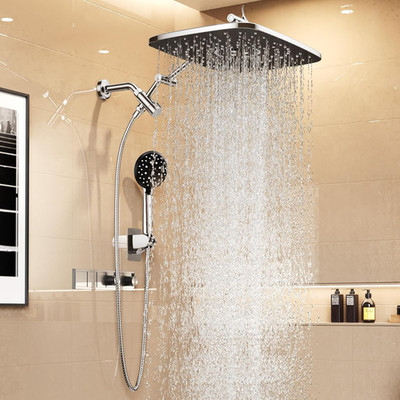 14'' Rain Shower Head & Handheld Combo, High Pressure Multi Spray, Chrome Finish