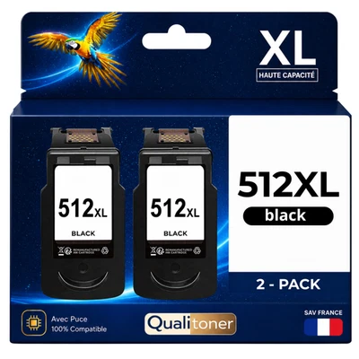 Pack 2 Cartouches compatible pour Canon PG512 Noir - Photo 1/4