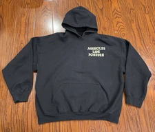 Assholes*s Live Forever Hoodie Men Size XL Black Y2K Pullover Sweater Skater