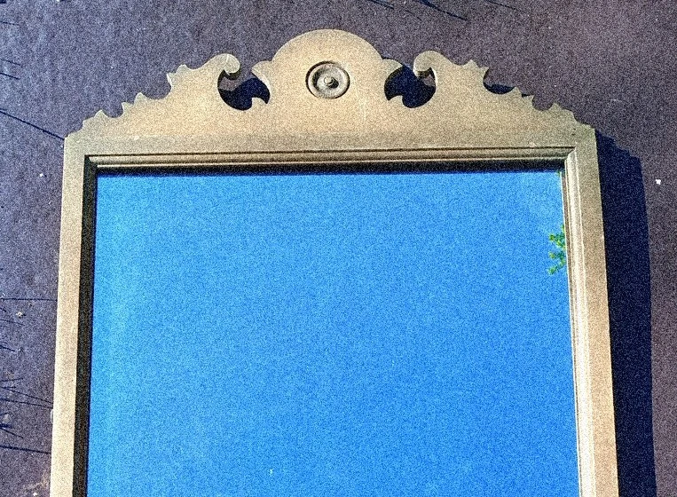 ESPEJO CASI ANTIGUO DE LA ERA DE LA DEPRESIÓN DE LOS AÑOS 30 19X23 MARCO DE VIDRIO 22 X32 colgante de pared.Fa Foto 2 de 4