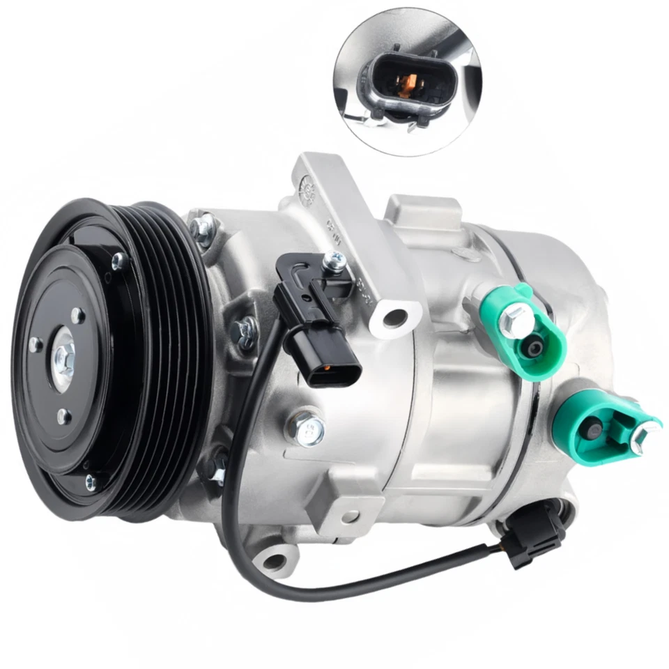 A/C Compressor w/ 6-Groove Pulley & VS14E Style for Hyundai Elantra Kia Forte Foto 4 de 4