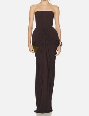 Stella McCartney Women's Brown Crepe Jersey Strapless Gown Dress Size 42