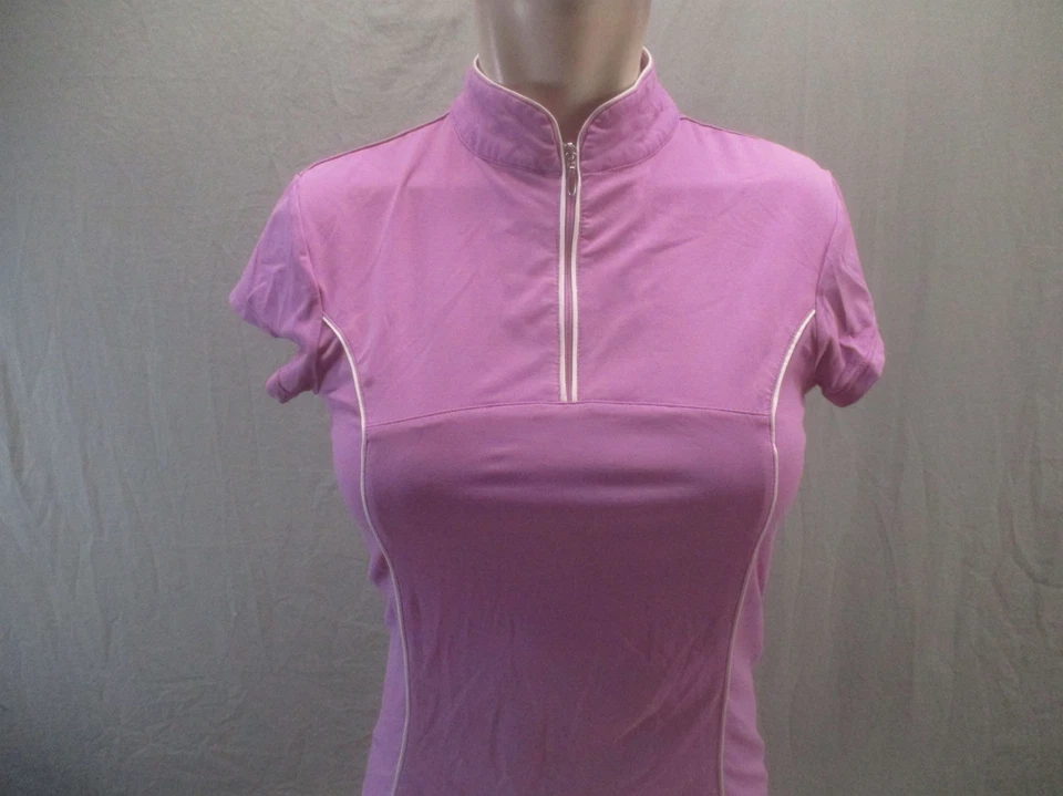 Lucy Size S Womens Purple 1/4 Zip Short Sleeve Stretch Athletic Sports Top 975 - Image 2 of 4