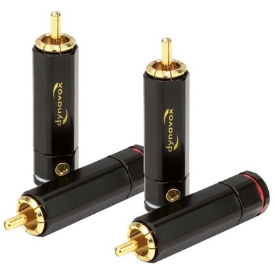 Dynavox Cinch-Stecker High-End, 4er Set, Messing vergoldet, Kabel Ø bis 8 mm