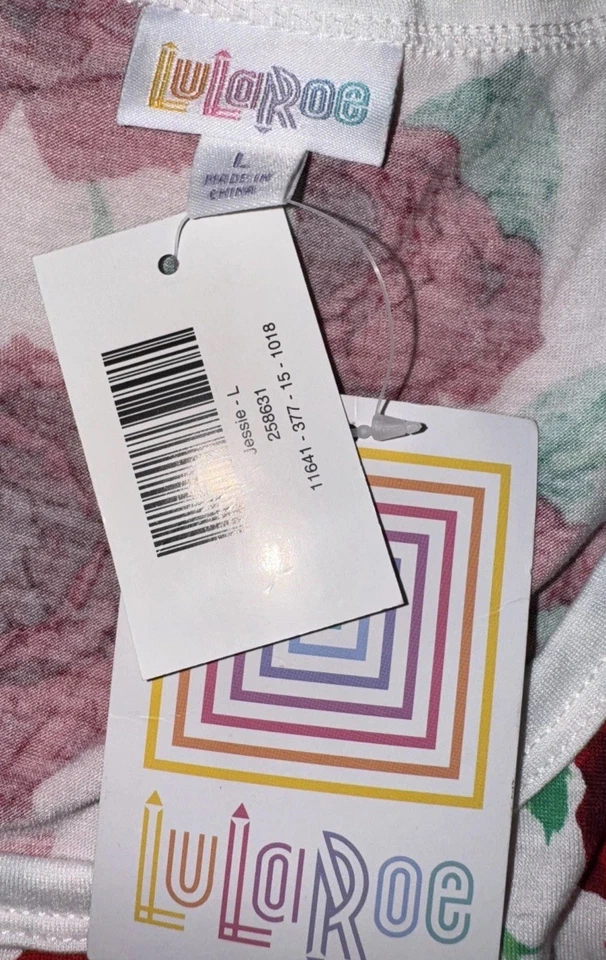 New LuLaRoe Sz Large Jessie Dress with Pockets Floral Womens Short Sleeve - Image 3 of 4