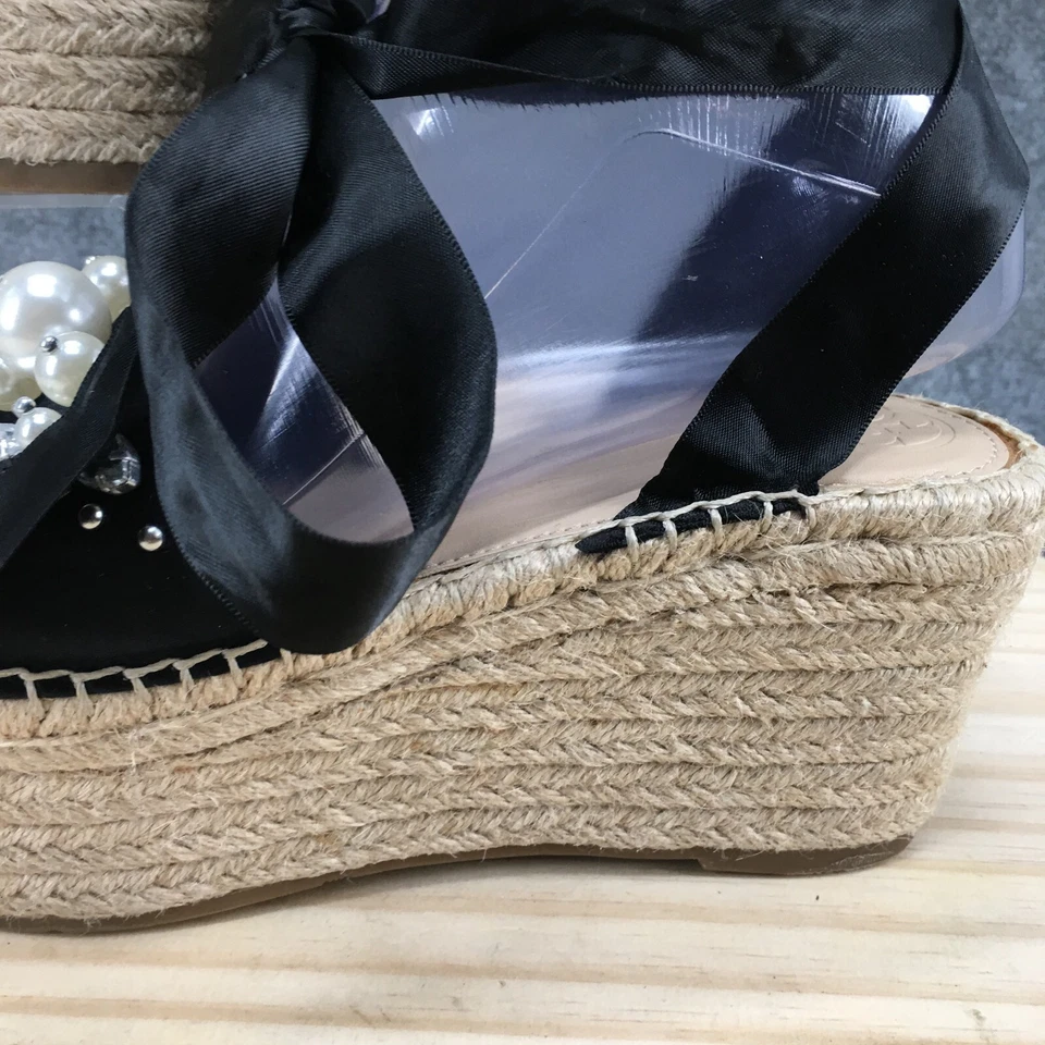 Sandalias G By Guess para mujer 7M plataforma razzle alpargata negra correa al tobillo cuña Foto 3 de 4