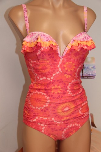 NWT Coco Rave Swimsuit Tankini 2pc set Size S 30/32C Cup U-Wire Coral - Picture 4 of 6