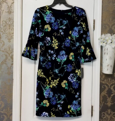 navy blue dress with yellow flowers Flower Navy Blue and mustard Yellow Dress