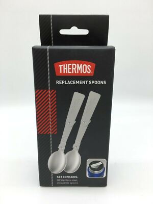 Thermos Foldable Metal Spoon Travel Camping Hiking Replacements Set Of Two NEW
