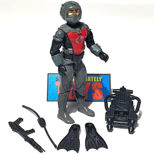 Vtg GI Joe EELS figure A v1 original 1985 Cobra Frogman COMPLETE accessories