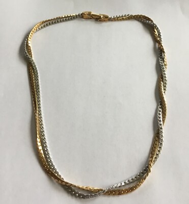 Vintage Avon Gold And Silver Tone Twisted Chain Necklace 17” I44