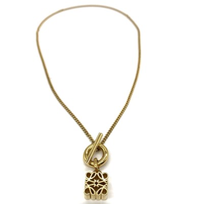 LOEWE Anagram Pendant Necklace Ag925 Gold AB Rank Used | eBay