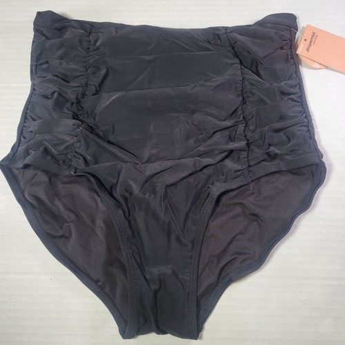 Shaperment High-Waisted Black Ruched Shaping Swim Control Bottoms #81068 Size XL