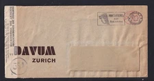 SWITZERLAND 1945 POST WAR CIVIL CENSORED COVER ZURICH TO BRUSSELS BELGIUM