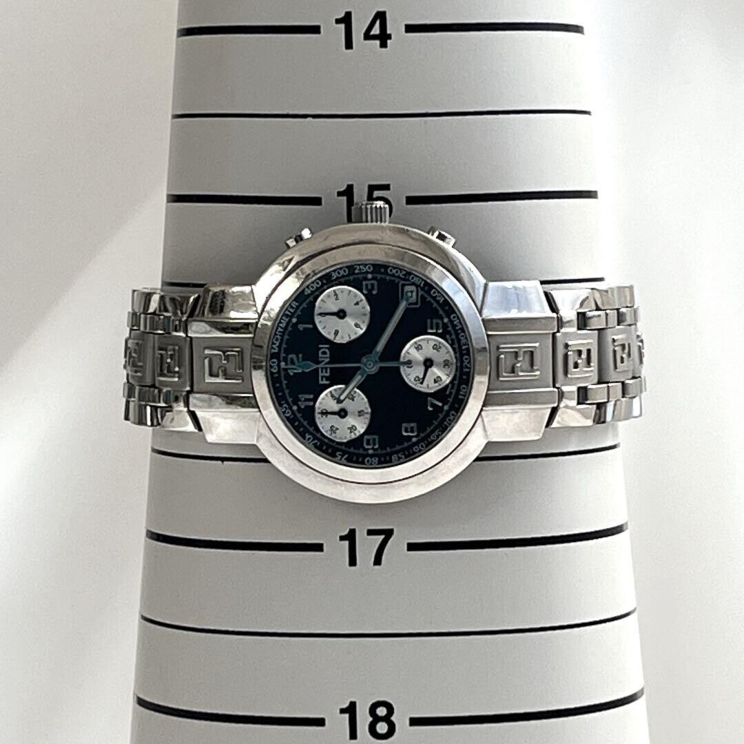 FENDI OROLOGI 4500L ZUCCA Chronograph Black Dial Silver FENDI OROLOGI 4500L ZUCCA Chronograph Black Dial Silver
