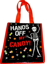 HALLOWEEN Reusable Tote Bag  10" x 9" x 6"  HANDS OFF MY CANDY 