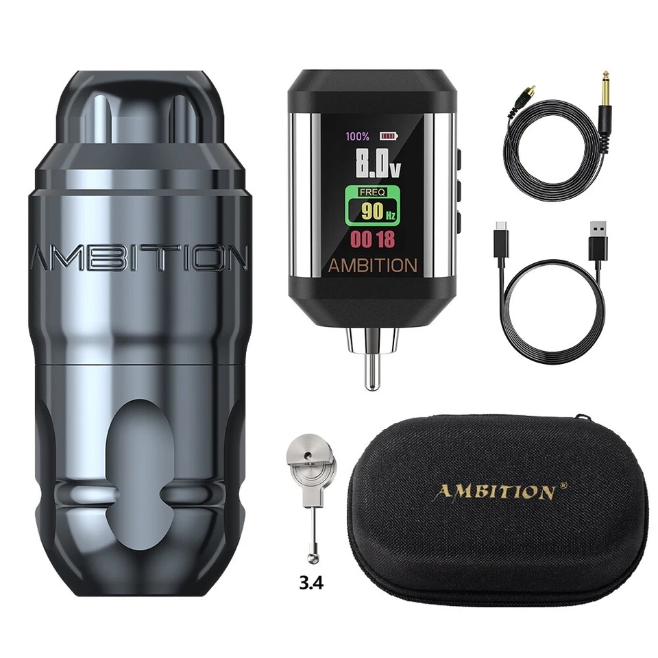 Máquina de tatuaje giratoria inalámbrica batería 2200 mAh motor sin escobillas accionamiento directo Foto 3 de 4