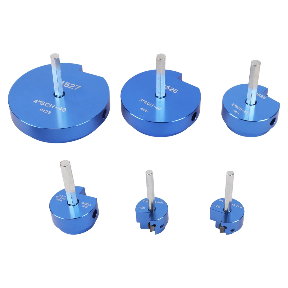 6PC Plastic PVC Pipe Fitting Reamer +2PC Hex Shaft For Exhaust Drain Water Pipes - Image 3 of 4