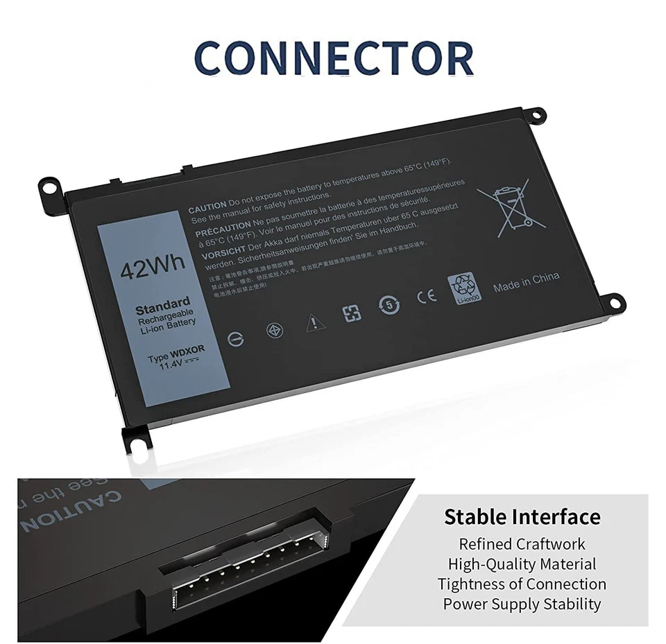 WDX0R WDXOR 便携式电脑电池 42Wh 适用于 Inspiron 15 5567 5568 13 5368 7368 7569 7579 — 第 4/4 张图片