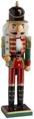 Nantucket Home Wooden Christmas Nutcracker Decor, 15'', Red/Green Uniform King