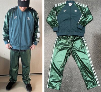 LIMITED EDITION KORN x ADIDAS GREEN SEQUIN TRACK SUIT - JACKET