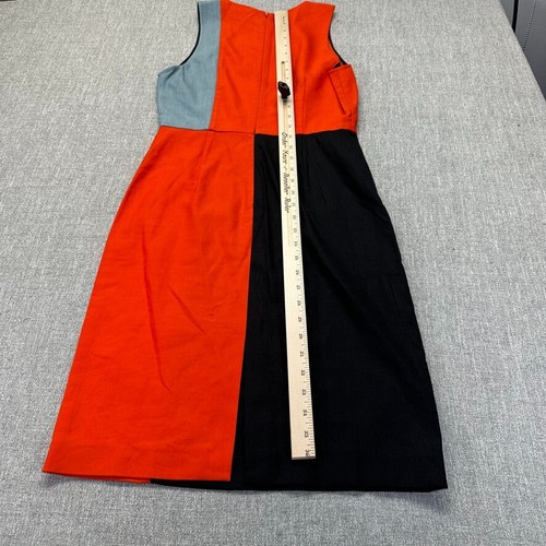 Diane Von Furstenberg Sheath Dress Linen Blend Womens 4 Colorblock Sleeveless - Picture 9 of 10