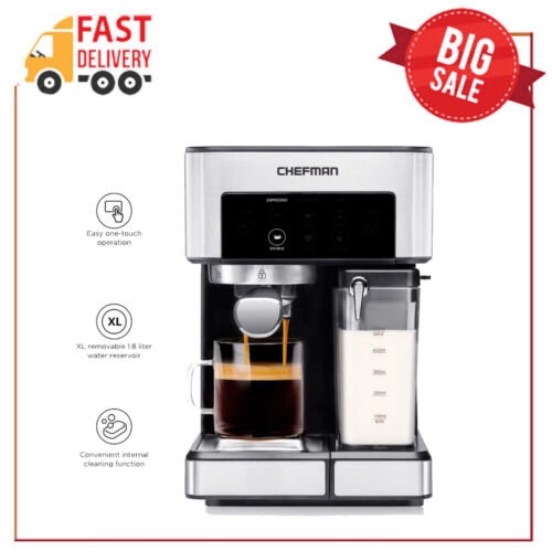 Chefman Barista Pro Espresso Machine, New, Stainless Steel,1.8L,Dig Image