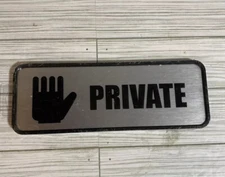 Cosco Brushed Metal Office Sign Private 9x3 Silver w/Black Letters #098210 NIP