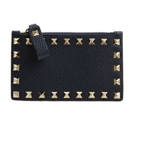 財布・小物その他 Valentino Rockstud Card Holder with Zipper Black Valentino Garavani Rockstud Grainy Calfskin Cardholder with